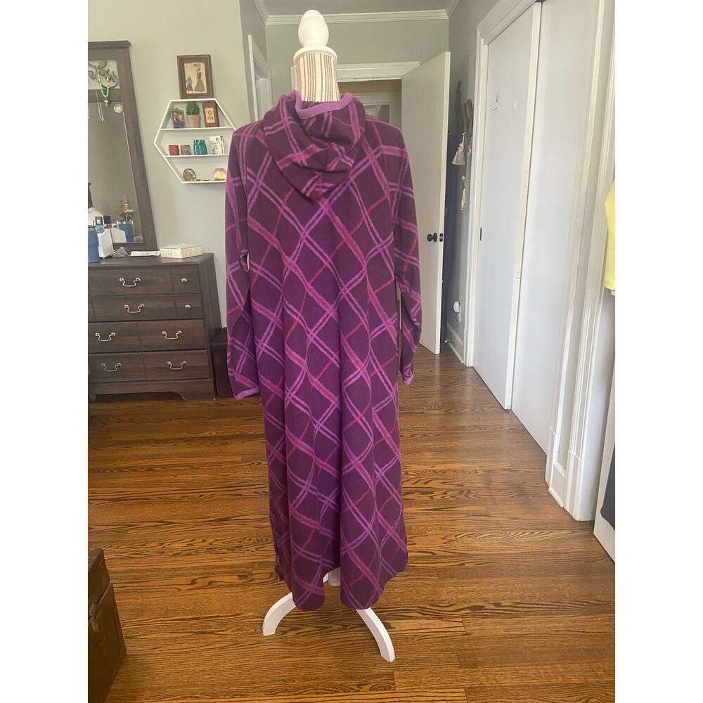 CuddleDuds Purple Paid Fleecewear Hooded Lounger - Picture 5 of 8